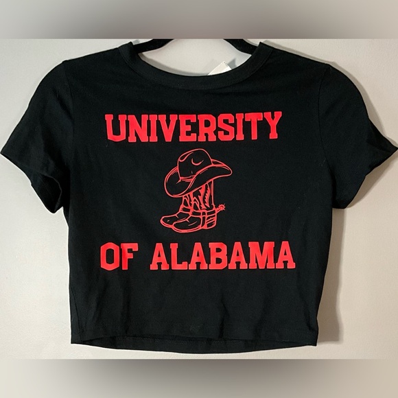 University of Alabama Cowboy Boot Hat Black & Red Crop Top Size Medium NWT - Picture 1 of 5